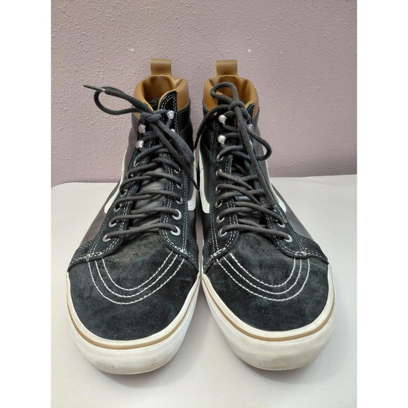 Vans SK8-Hi Black Leather Sneakers Men's Size 13 High Tops w/Scotchguard - Picture 2 of 10